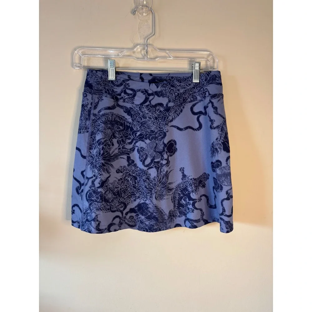 Title Nine Women XS Blue Dragon Print Athletic Skort Tennis Golf Running Skirt